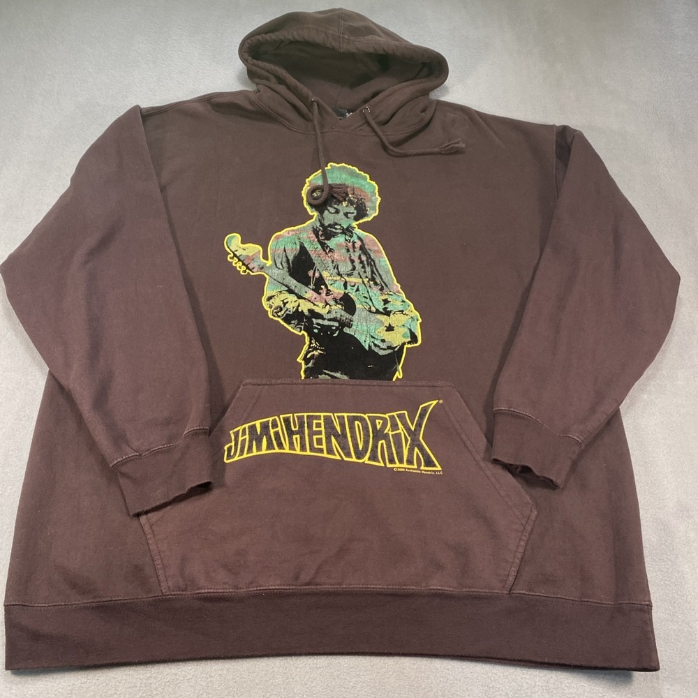 Vintage 2006 Jimi Hendrix Rock hoodie Men Size XL Brown Pullover Camo Logo